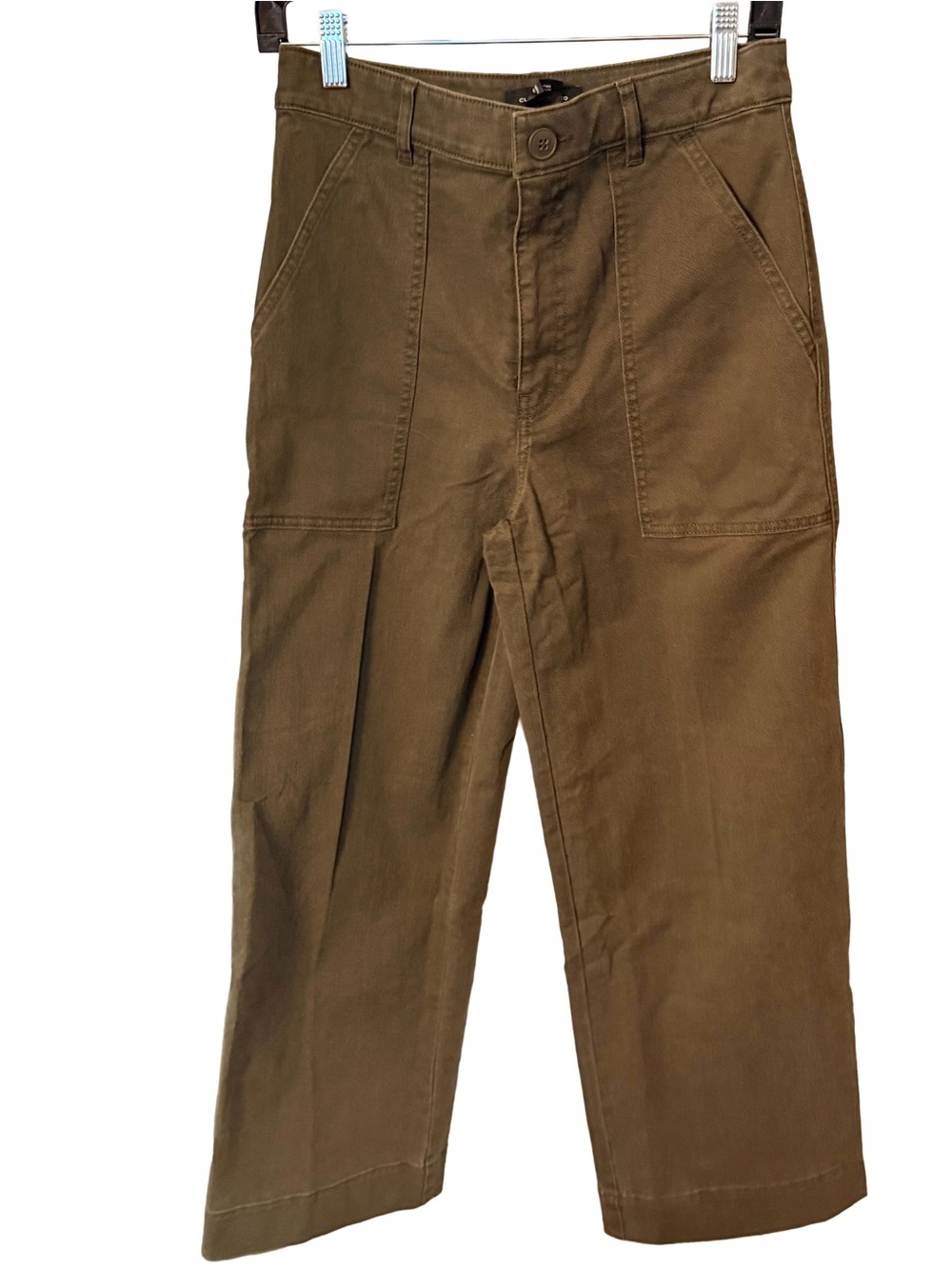 Club Monaco Women’s Cargo Pants Army Green Patch Pockets Wide Leg Sz 4 NEW